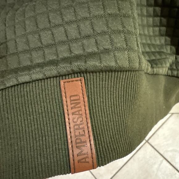 Ampersand Avenue Quilted Pullover Hoodie Size Medium Olive Fall NWT Oversized - Picture 7 of 13